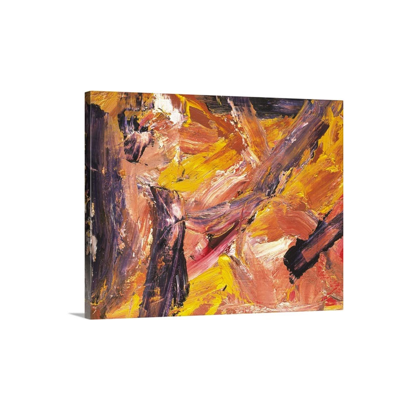Oil Painting In White Yellow And Orange Colors Front View Wall Art - Canvas - Gallery Wrap