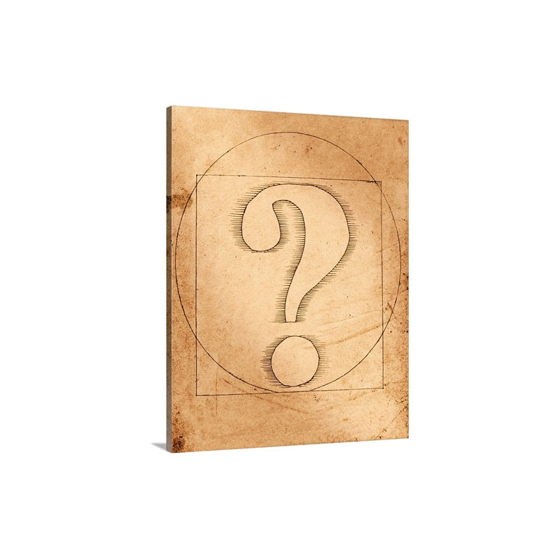 Old Question Mark Drawing Wall Art - Canvas - Gallery Wrap