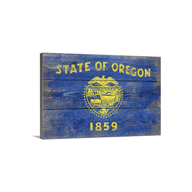 Oregon State Flag Barnwood Painting Wall Art - Canvas - Gallery Wrap