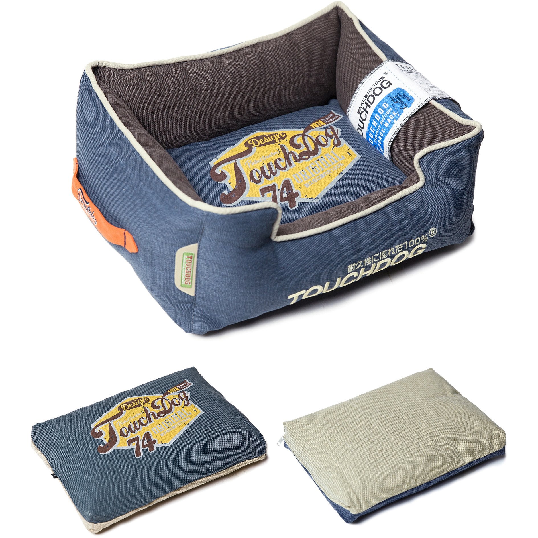 Touchdog Original Sporty Vintage Throwback Reversible Plush Rectangular Dog Bed