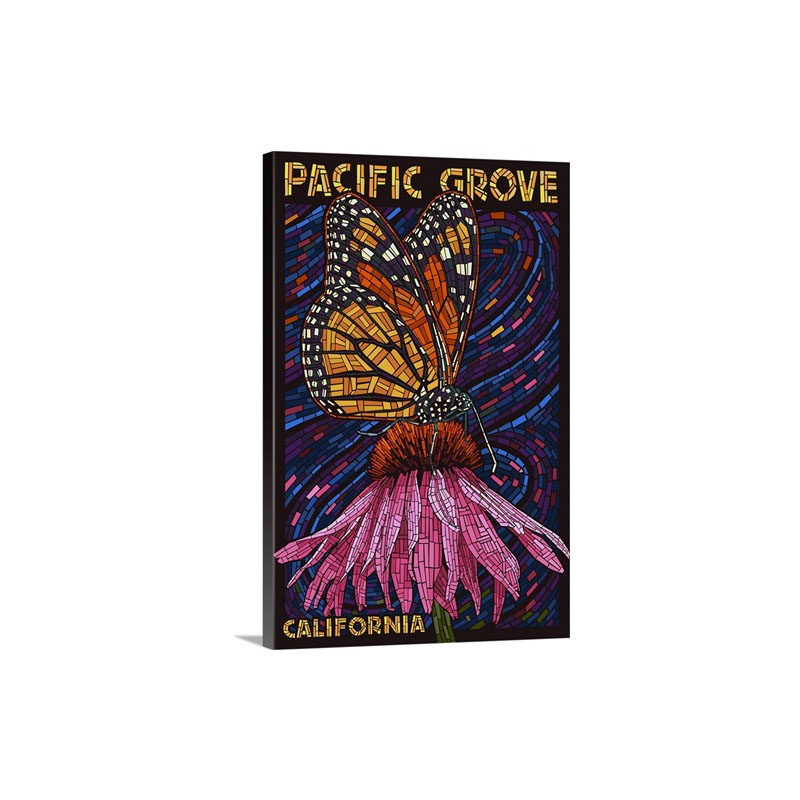 Pacific Grove California Monarch Butterfly Paper Mosaic Wall Art - Canvas - Gallery Wrap