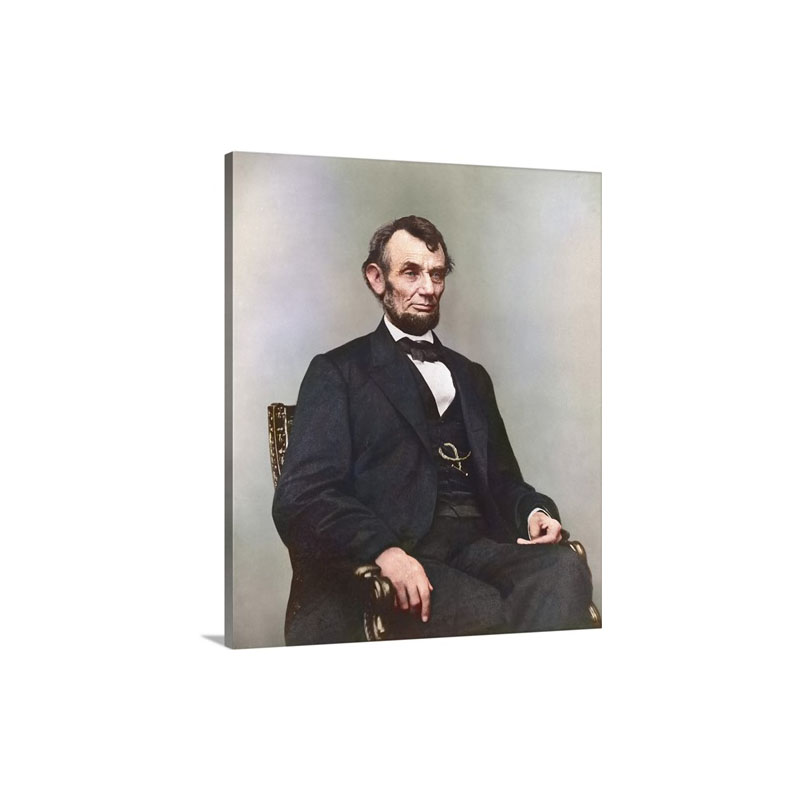Painting Of President Abraham Lincoln Sitting In Chair Wall Art - Canvas - Gallery Wrap