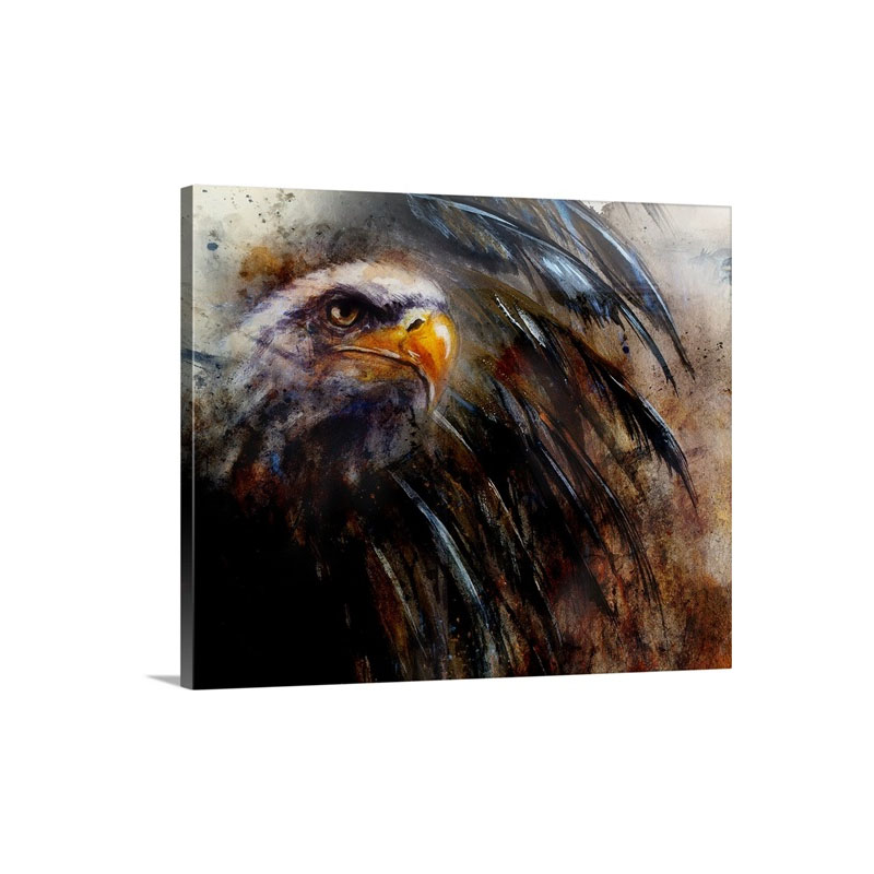 Painting Of An Eagle On An Abstract Background Wall Art - Canvas - Gallery Wrap