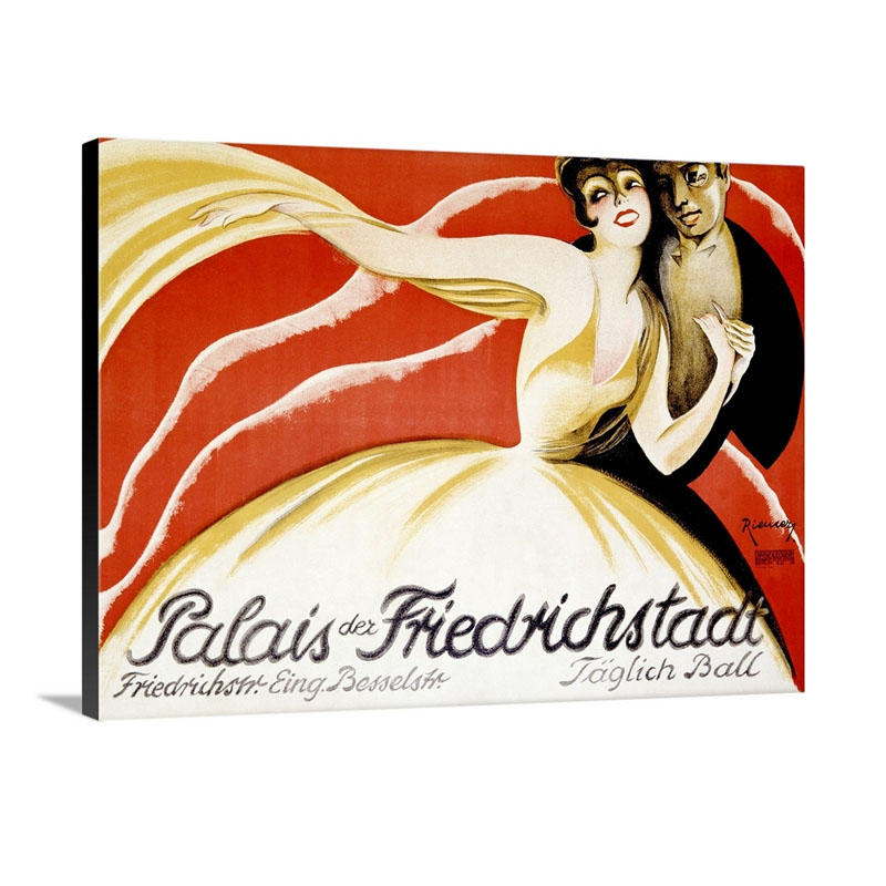 Palais Der Friederichstadt Taglich Ball Vintage Poster By Riemer Wall Art - Canvas - Gallery Wrap