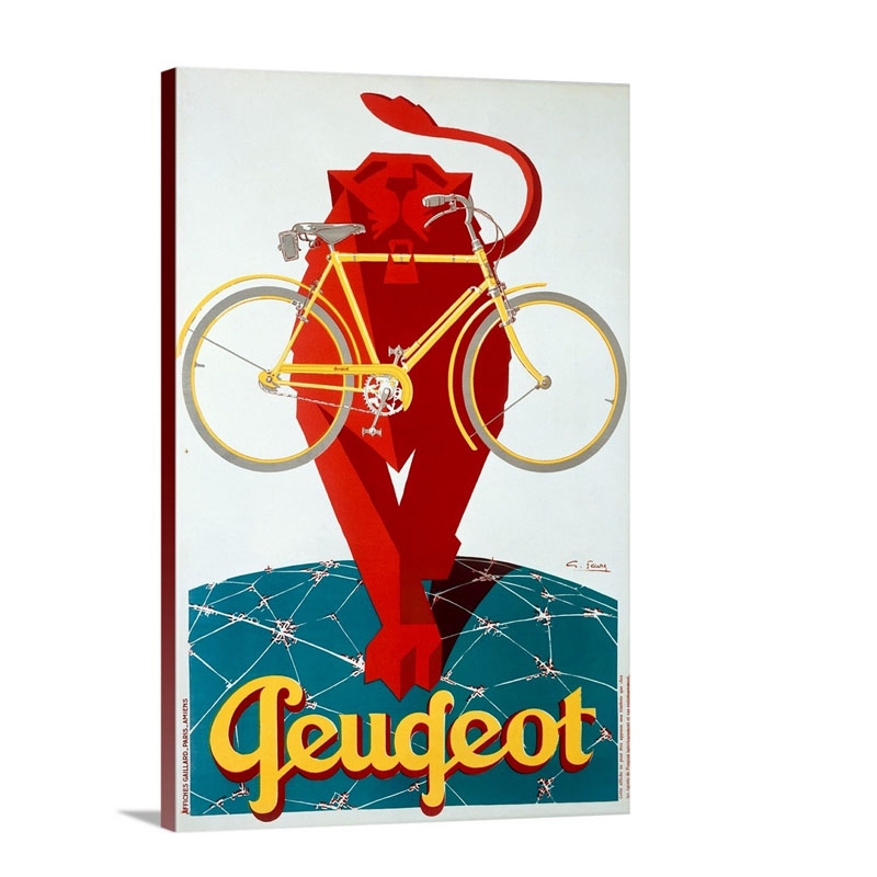 Peugeot Bicycle Lion Vintage Poster Wall Art - Canvas - Gallery Wrap