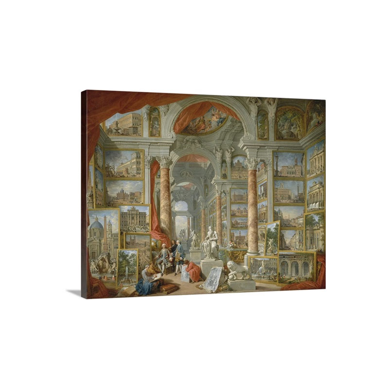 Picture Gallery With Views Of Modern Rome By Giovanni Paolo Panini Wall Art - Canvas - Gallery Wrap