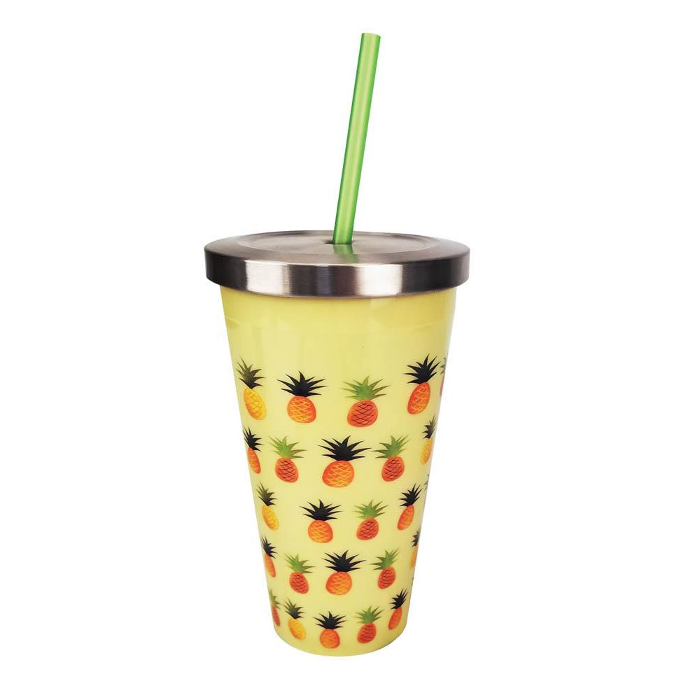 Pineapple Cup With Straw