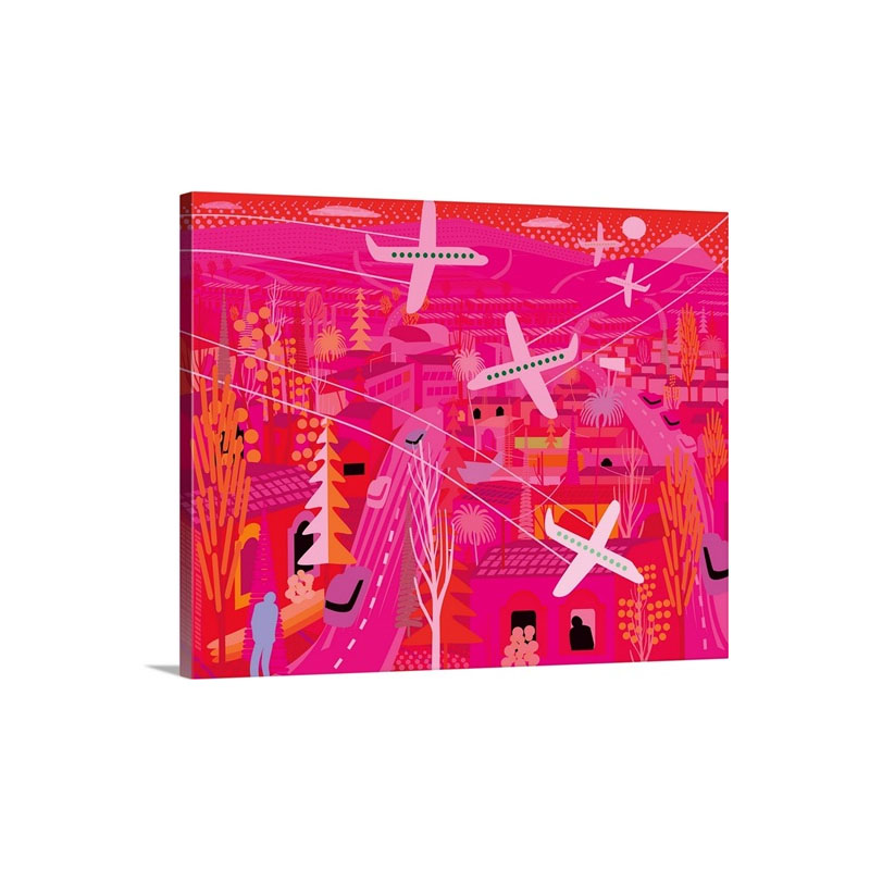 Pink Los Angeles Wall Art - Canvas - Gallery Wrap