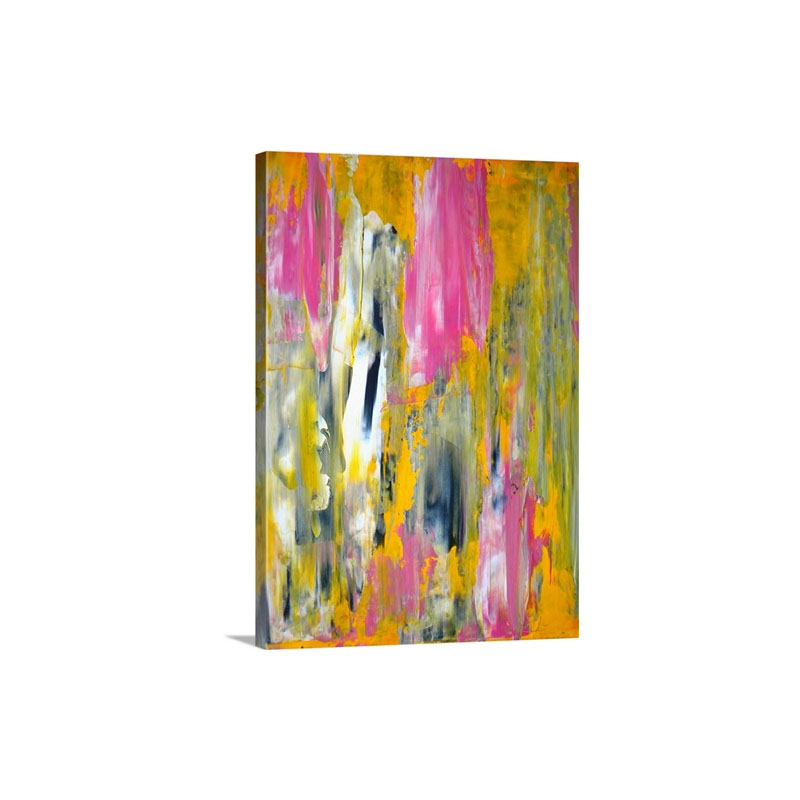 Pink And Yellow Abstract Art Painting Wall Art - Canvas - Gallery Wrap