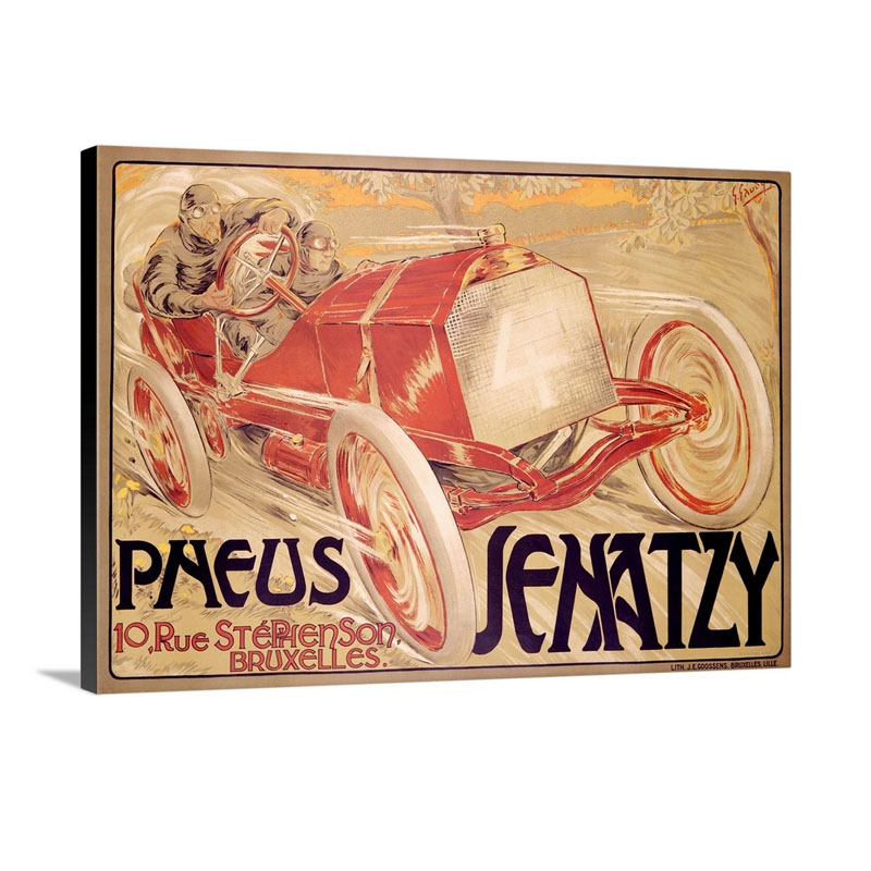 Pneus Jenatzy Vintage Poster By Georges Gaudy Wall Art - Canvas - Gallery Wrap