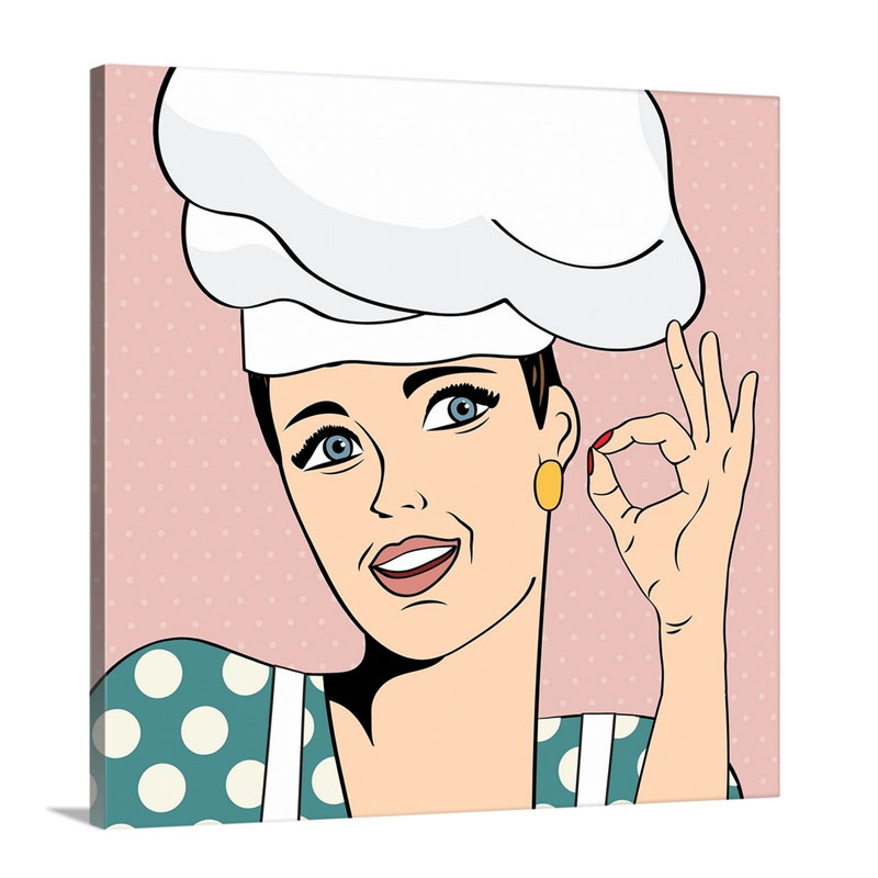 Pop Art Woman Wearing Chefs Hat Wall Art - Canvas - Gallery Wrap
