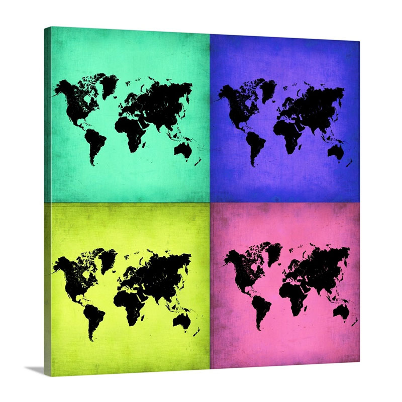 Pop Art World Map I I Wall Art - Canvas - Gallery Wrap