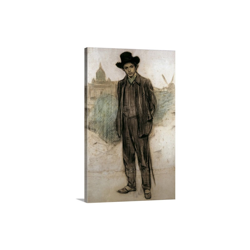 Portrait Of Pablo Picasso 1900 By Ramon Casas I Carbo Wall Art - Canvas - Gallery Wrap