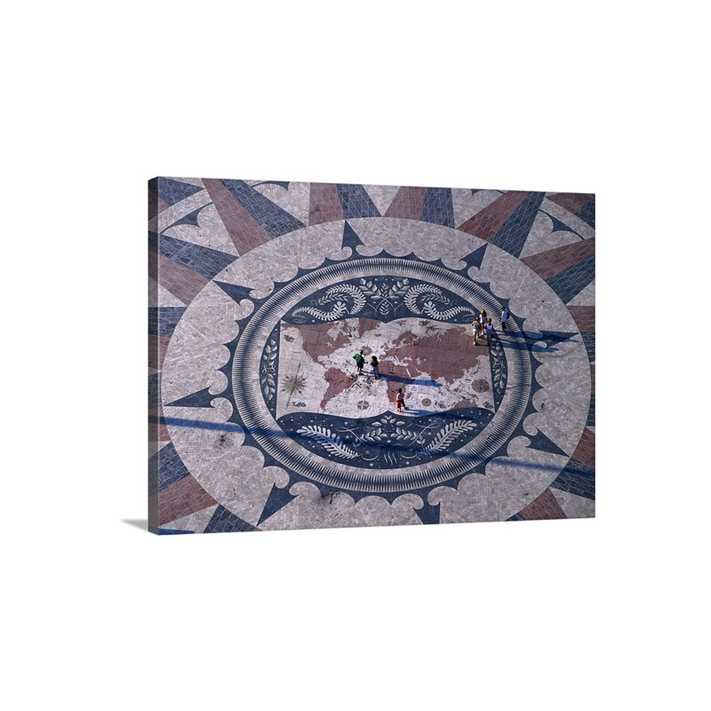 Portugal Lisbon Monument To The Discoveries Mosaic Wall Art - Canvas - Gallery Wrap