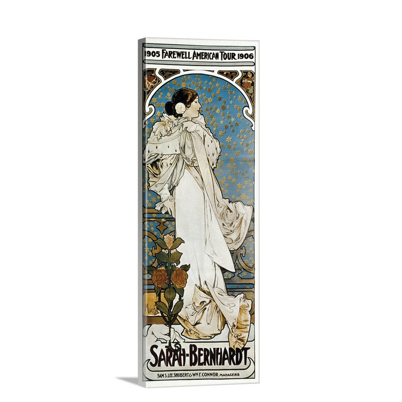 Poster Farewell American Tour Of Sarah Bernhardt 1905 By Alphonse Maria Mucha Wall Art - Canvas - Gallery Wrap