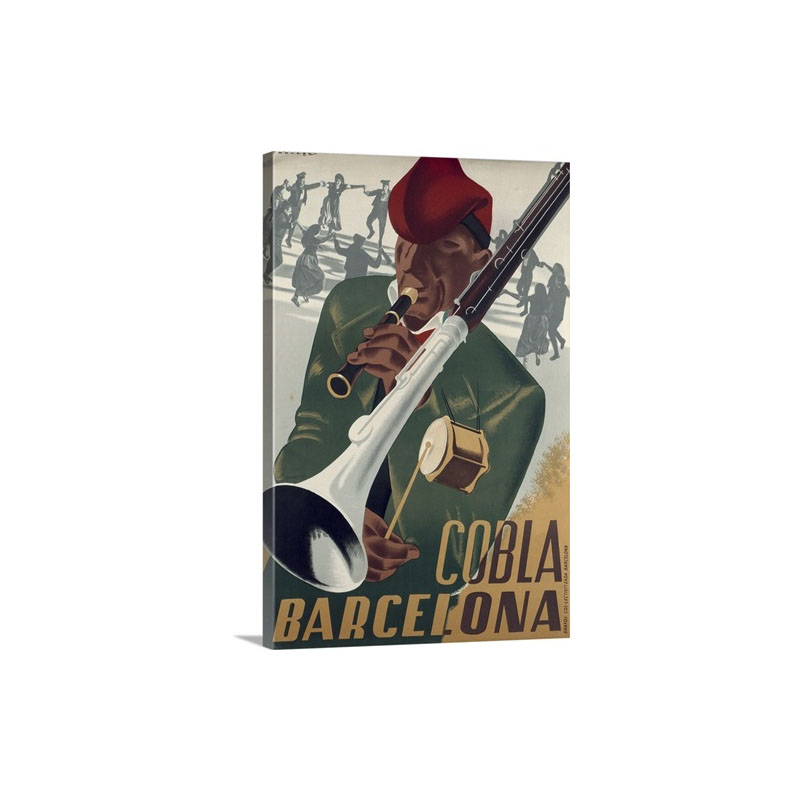 Poster Of The Traditional Catalan Music Group Cobla Sardanista Barcelona 1930's Wall Art - Canvas - Gallery Wrap