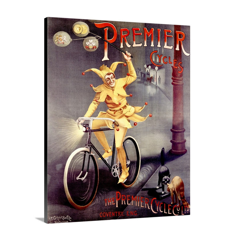 Premier Cycles Vintage Poster Wall Art - Canvas - Gallery Wrap