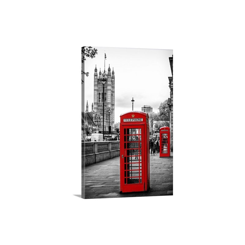 Red Telephone Booths London Wall Art - Canvas - Gallery Wrap