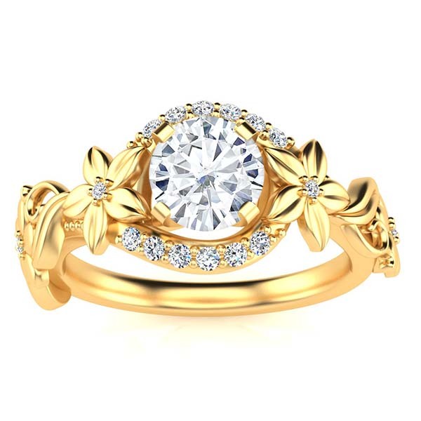 Rosy Moissanite Ring - Yellow Gold