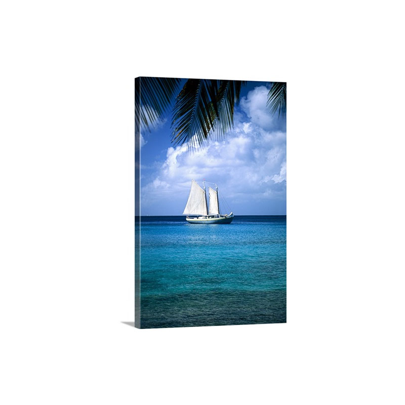 Sailboat In Mustique Grenadines Wall Art - Canvas - Gallery Wrap