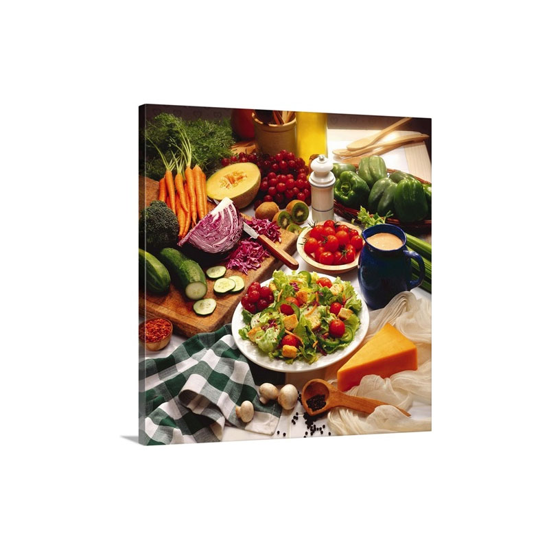 Salad With Fruits And Vegetables Wall Art - Canvas - Gallery Wrap
