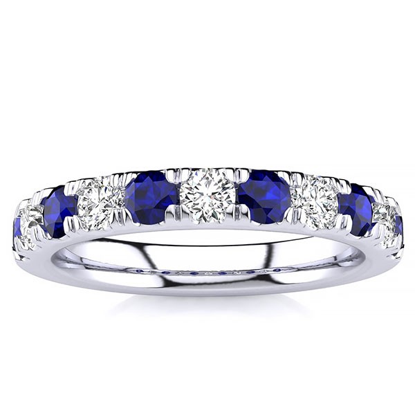 3.2MM Sapphire Diamond Ring - White Gold