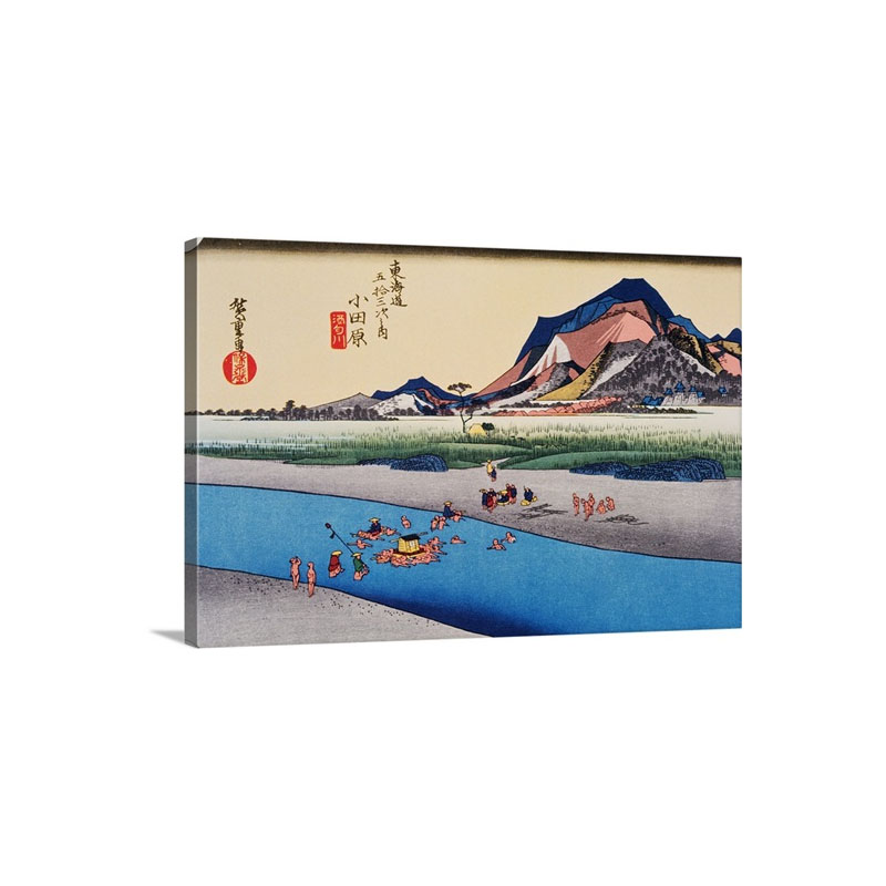 Scenery Of Odawara In Edo Period Painting Woodcut Japanese Wood Block Print Wall Art - Canvas - Gallery Wrap