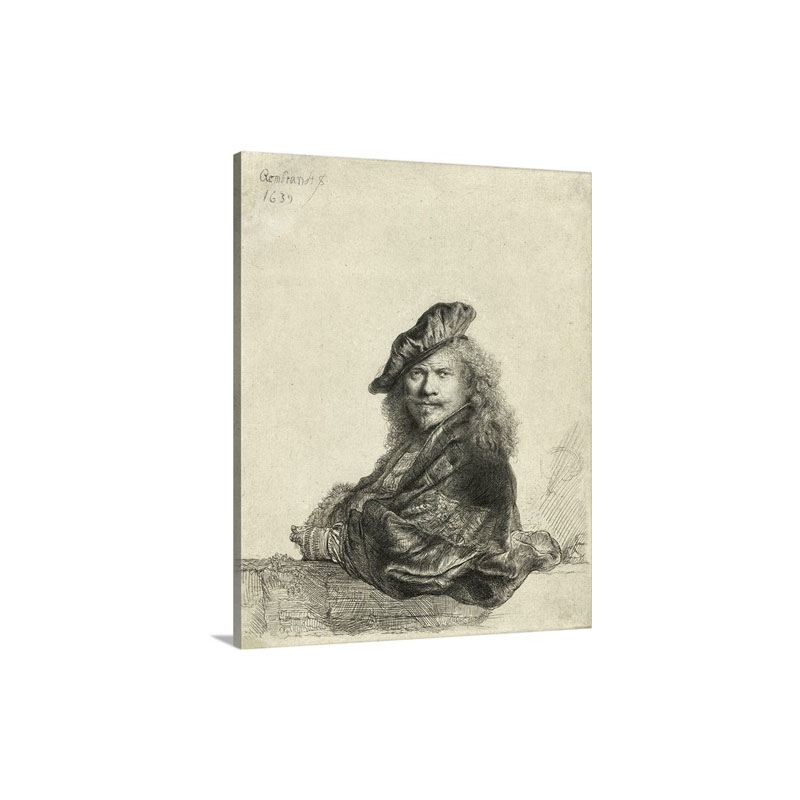 Self Portrait Leaning On A Sill By Rembrandt Harmensz Van Rijn Wall Art - Canvas - Gallery Wrap