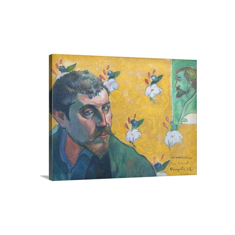 Self Portrait With Portrait Of Bernard Les Miserables By Paul Gauguin Wall Art - Canvas - Gallery Wrap