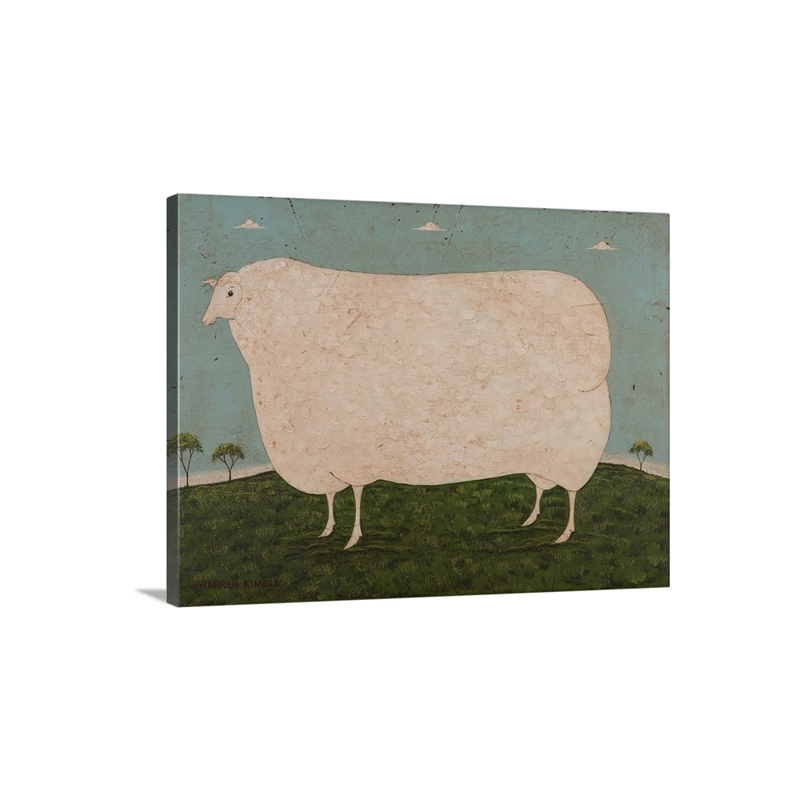 Sheep On Blue Wall Art - Canvas - Gallery Wrap