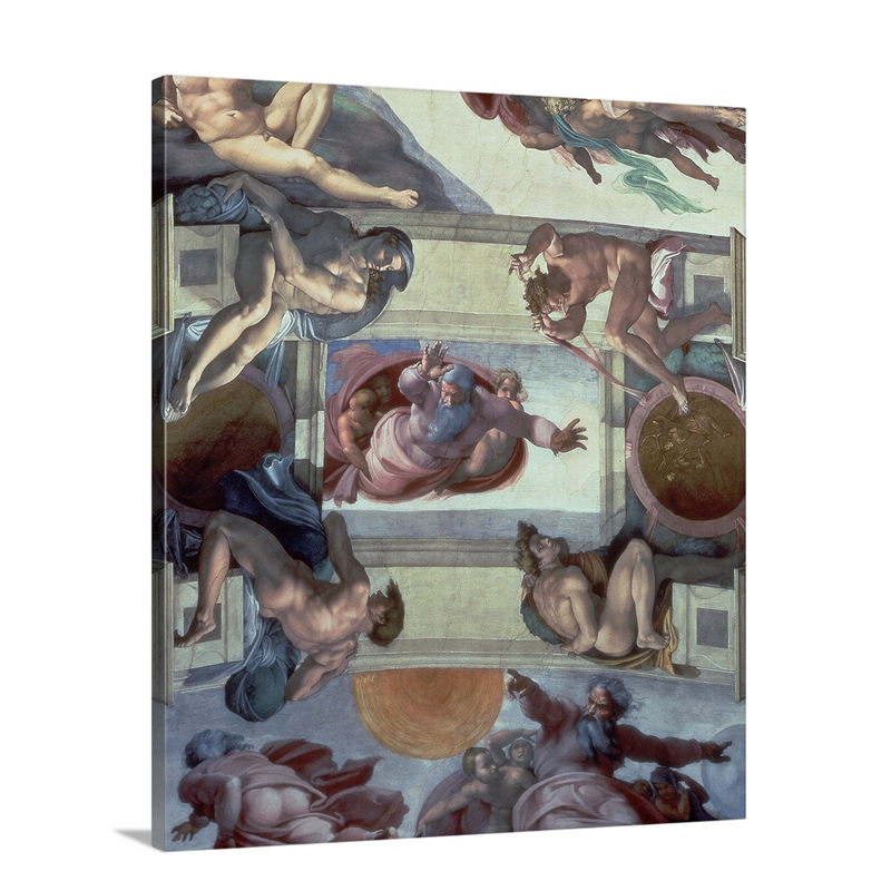 Sistine Chapel Ceiling 1508 12 The Separation Of The Waters From The Earth 1511 12 Fesco Post Restoration Wall Art - Canvas - Gallery Wrap