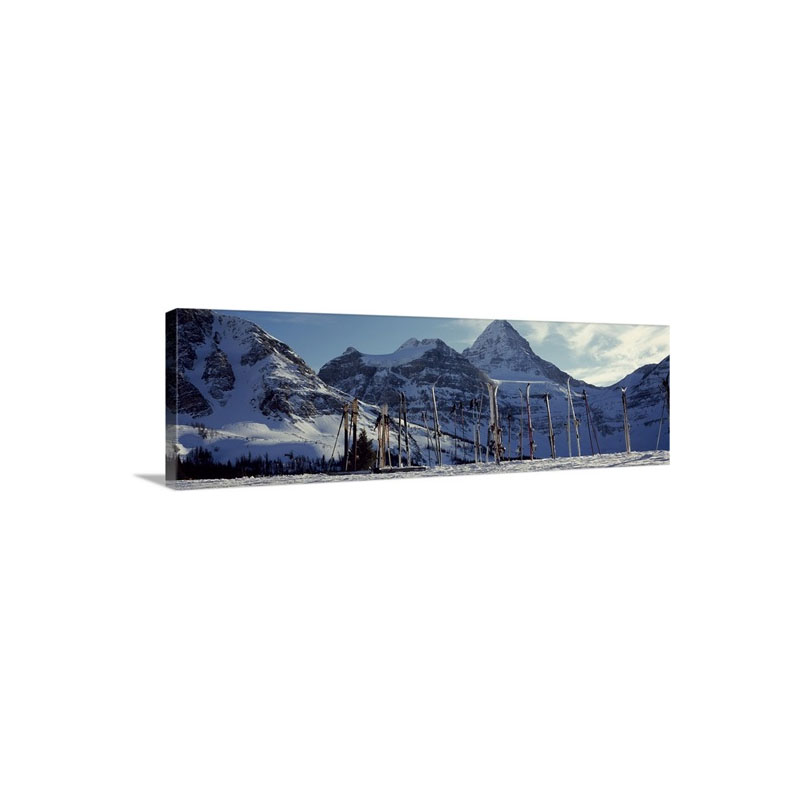 Skis And Ski Poles On A Snow Covered Landscape Mt Assiniboine Mt Assiniboine Provincial Park British Columbia Canada Wall Art - Canvas - Gallery Wrap