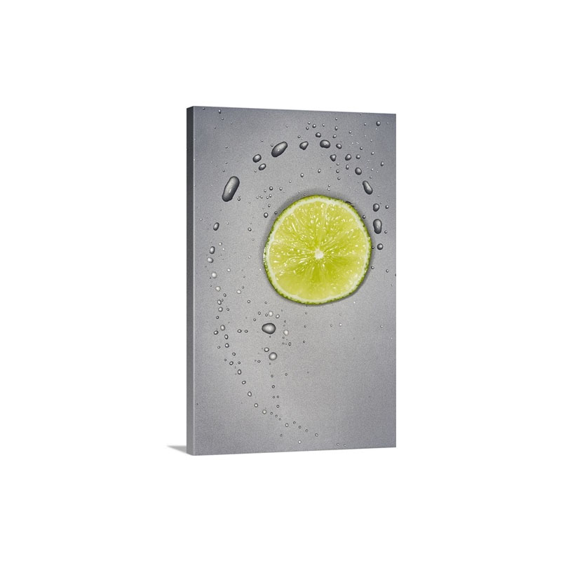 Sliced limes with water droplets Wall Art - Canvas - Gallery Wrap