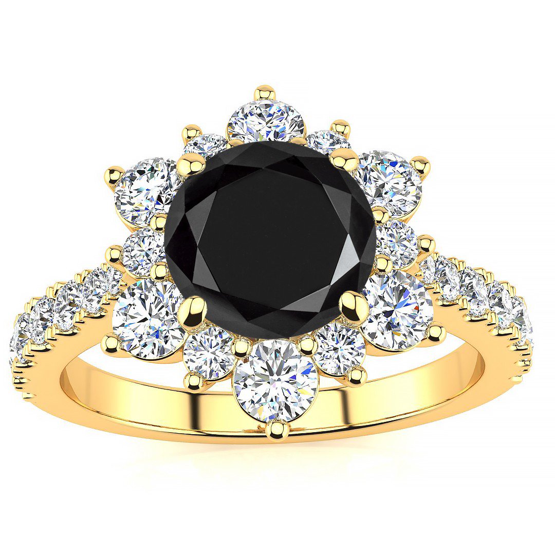 Snowflake Black Diamond Ring - Yellow Gold