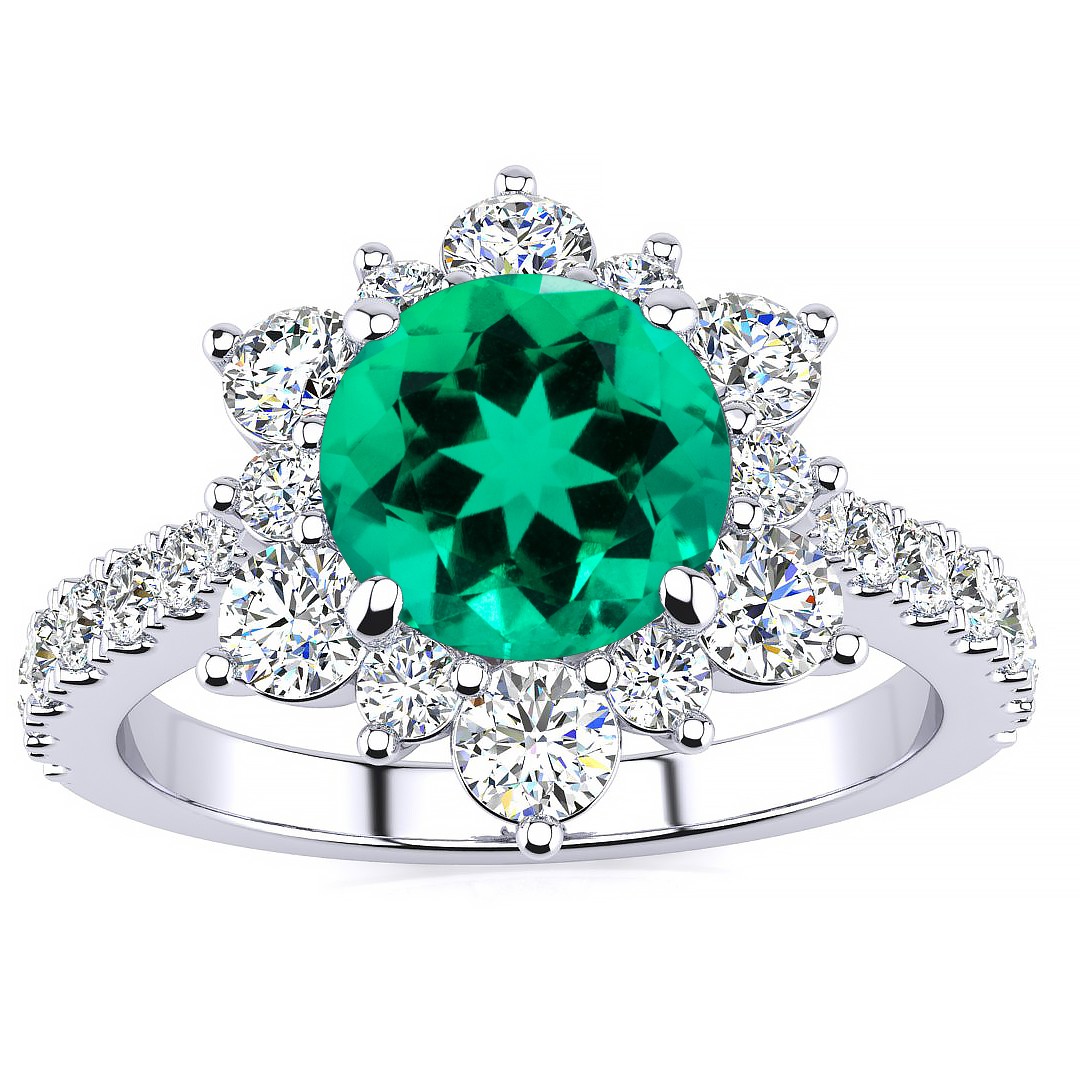 Snowflake Emerald Ring - White Gold