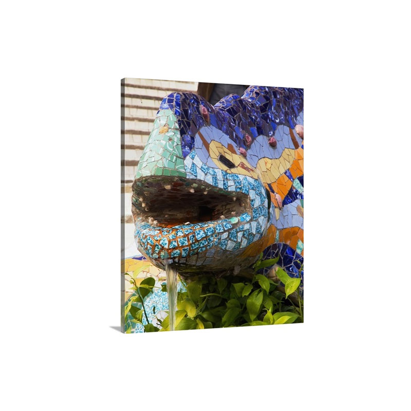 Spain Cataluna Barcelona Parc Guell Lizard By Gaudi Wall Art - Canvas - Gallery Wrap