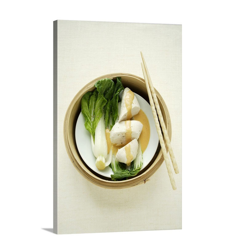 Steamed Chicken Breast With Pak Choi In A Steamer Basket Wall Art - Canvas - Gallery Wrap