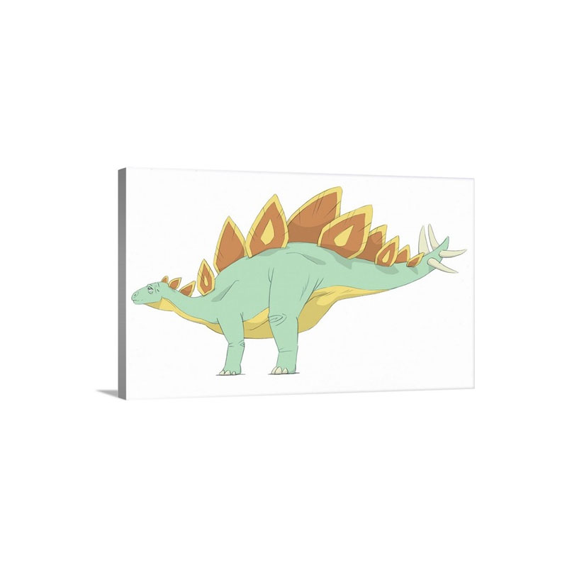 Stegosaurus Pencil Drawing With Digital Color Wall Art - Canvas - Gallery Wrap