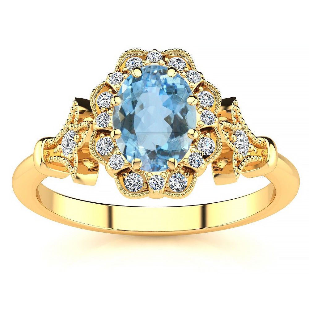 Stephanie Aquamarine Ring - Yellow Gold