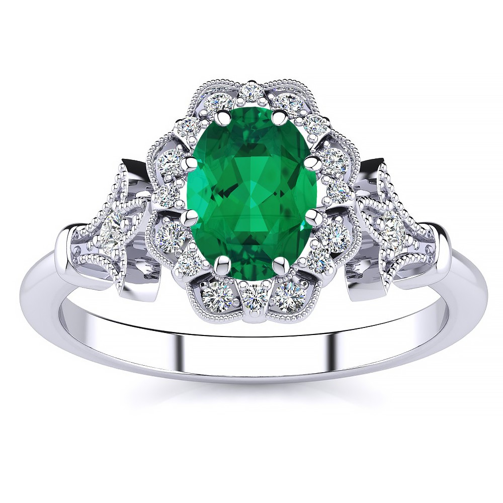 Stephanie Emerald Ring - White Gold