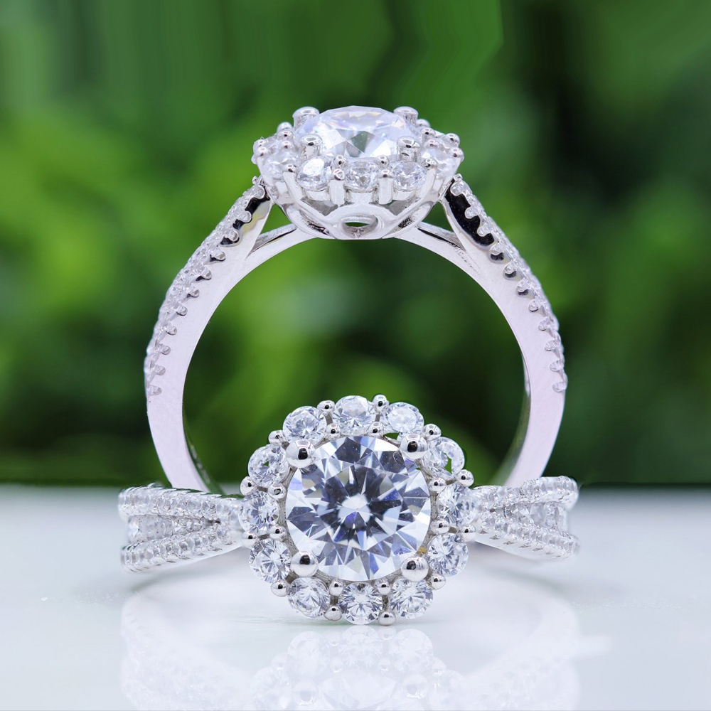 Sterling Silver Round Cut AAA Quality CZ Engagement Ring