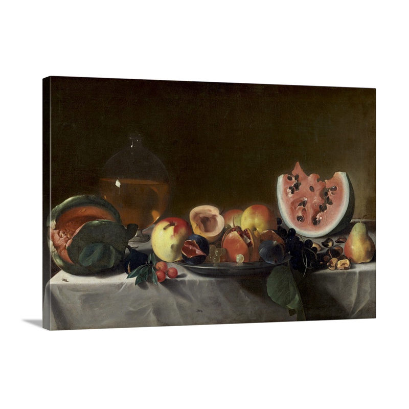 Still Life With Watermelons And Carafe Of White Wine Wall Art - Canvas - Gallery Wrap