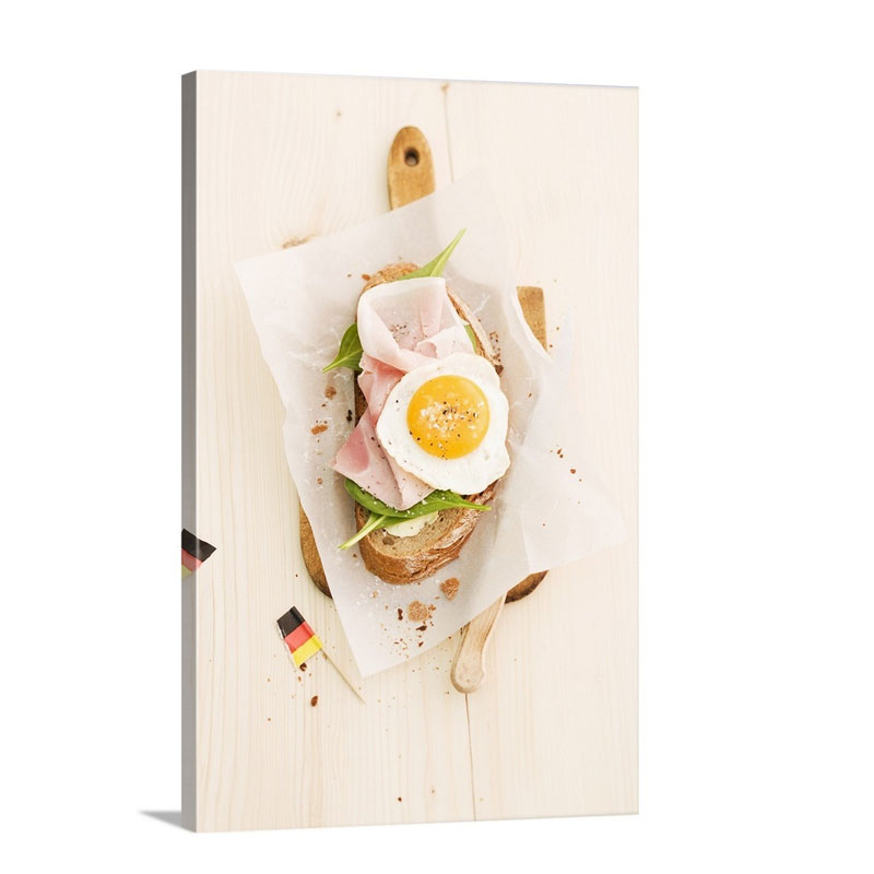 Strammer Max Bread Topped With Ham And A Fried Egg Wall Art - Canvas - Gallery Wrap