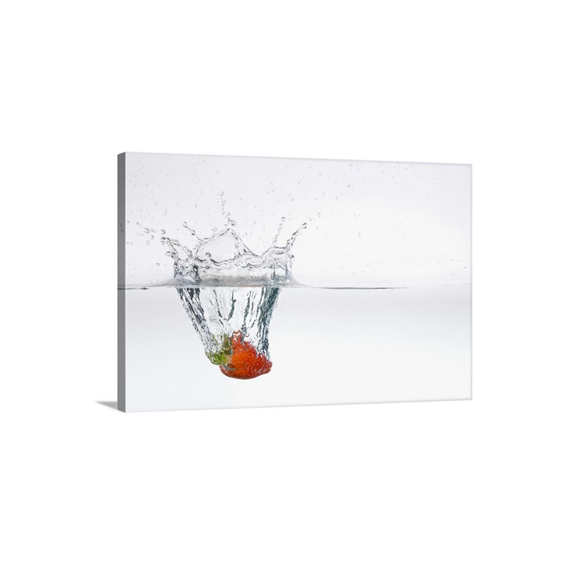 Strawberry In Water Wall Art - Canvas - Gallery Wrap