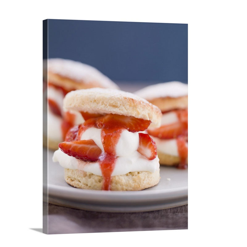Strawberry Shortcakes On A Plate Wall Art - Canvas - Gallery Wrap