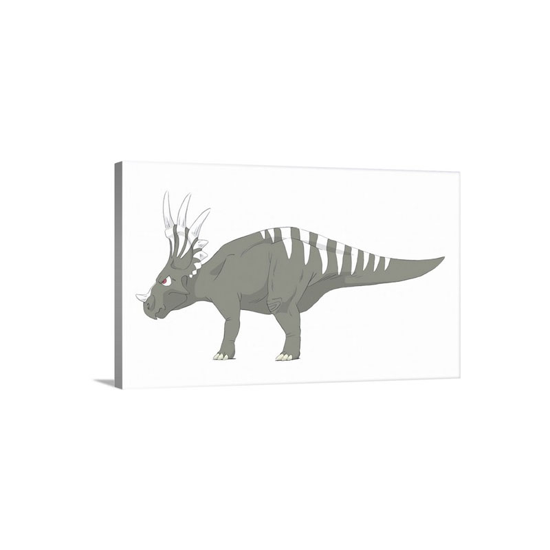 Styracosaurus Pencil Drawing With Digital Color Wall Art - Canvas - Gallery Wrap