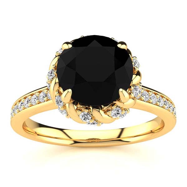 Sultana Black Diamond Ring - Yellow Gold