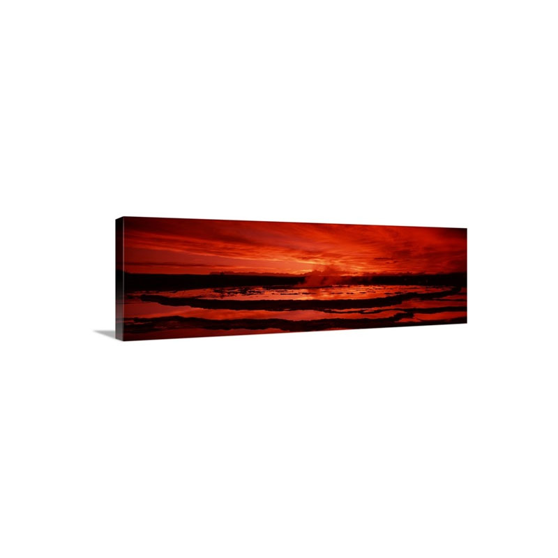 Sunset Great Fountain Geyser Yellowstone National Park WY Wall Art - Canvas - Gallery Wrap
