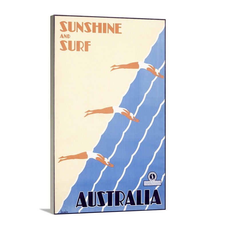 Sunshine And Surf Australia Vintage Poster By Sellheim Wall Art - Canvas - Gallery Wrap
