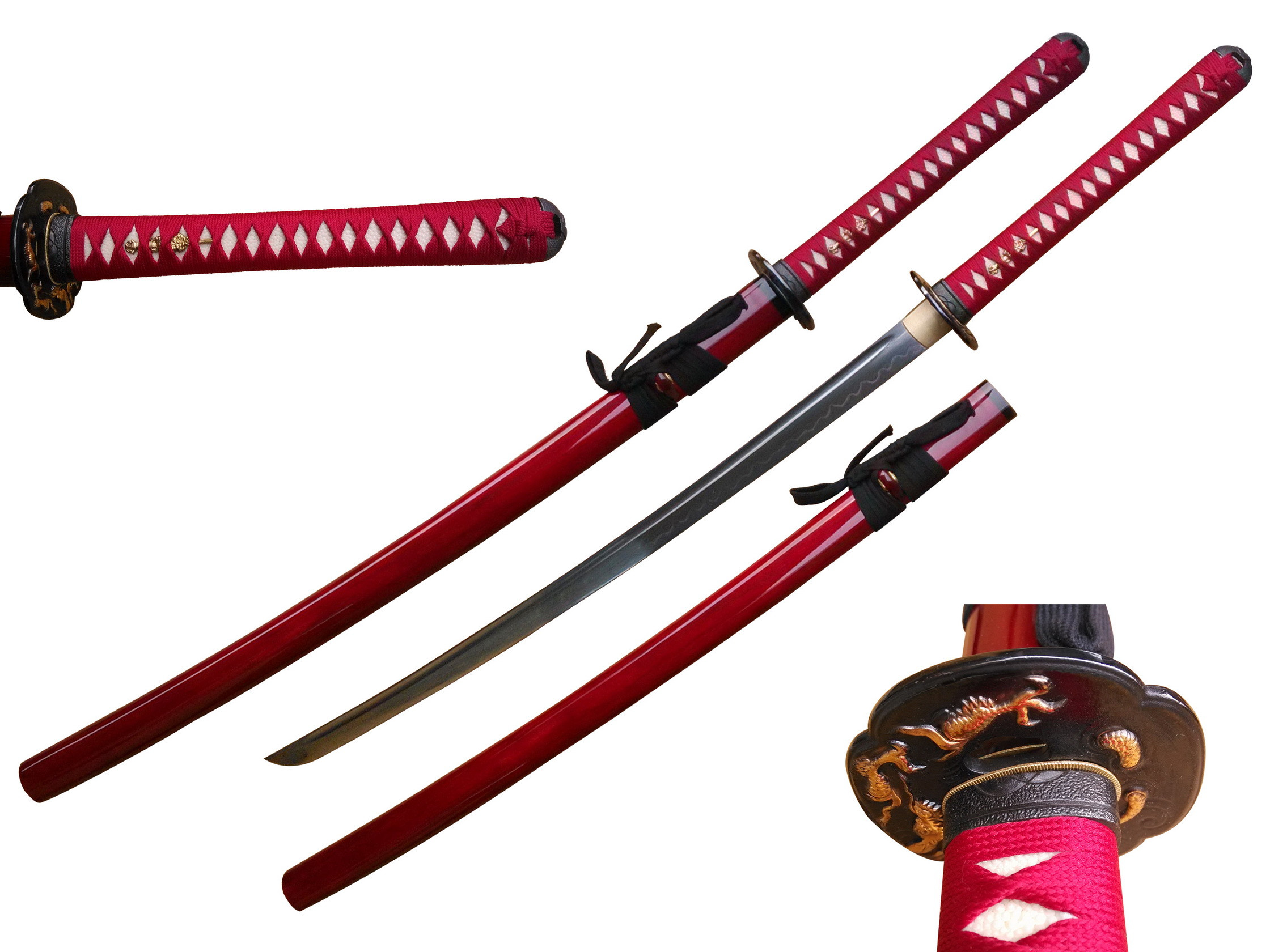 41 in. 1095 Carbon Steel Maru Shinogi Zukuri Blade Samurai Sword FUGAKU Tsuba